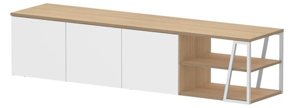 Bela TV omarica v hrastovem dekorju 190x45 cm Albi - TemaHome