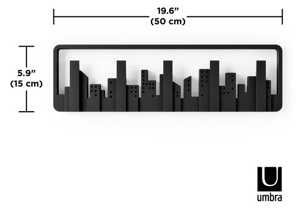 Črn plastični stenski obešalnik Skyline - Umbra