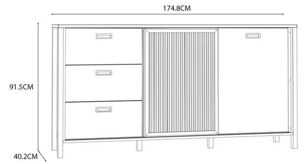 Premium Living Komoda Jytana, Barva Hrasta, Črna