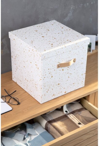Škatla za shranjevanje v zlati in beli barvi Bigso Box of Sweden Logan