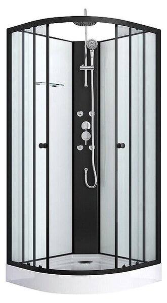Sanotechnik Polkrožna tuš kabina Reload (Bela/črna, 90 x 90 x 225 cm)