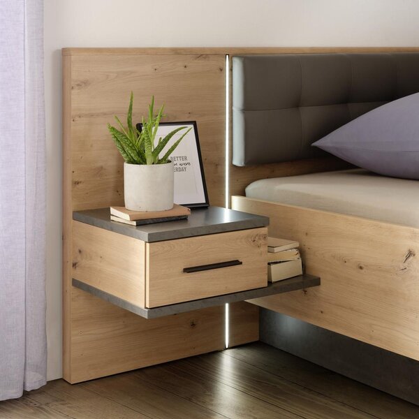 Modern Living Posteljna Garnitura Chanton, Siva, Barva Hrasta