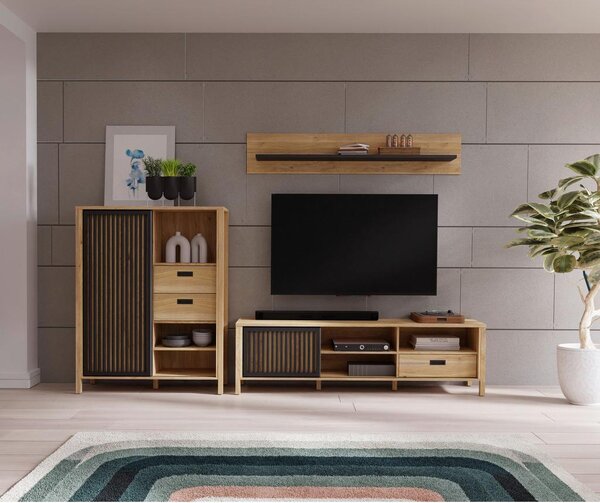 Premium Living Tv-element Jytana, Barva Hrasta, Črna