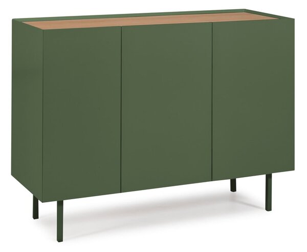 Zelena nizka komoda v hrastovem dekorju 110x85 cm Arista – Teulat