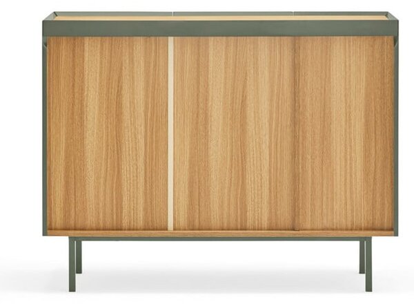 Zelena nizka komoda v hrastovem dekorju 110x85 cm Arista – Teulat