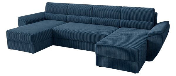 Temno modra raztegljiva sedežna garnitura v obliki U TAVERO, 321x140 cm