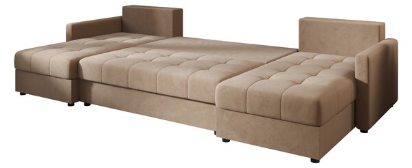 AKCIJA Raztegljiva sedežna garnitura v obliki U VENORIA 285x146 cm, bež + 2 blazini GRATIS II. kakovost