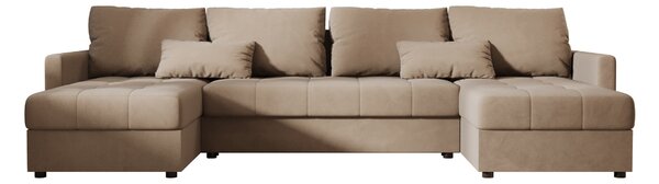 AKCIJA Raztegljiva sedežna garnitura v obliki U VENORIA 285x146 cm, bež + 2 blazini GRATIS II. kakovost