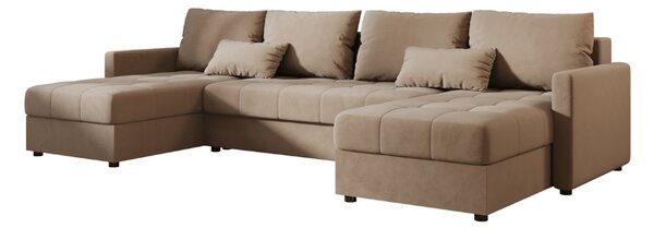 AKCIJA Raztegljiva sedežna garnitura v obliki U VENORIA 285x146 cm, bež + 2 blazini GRATIS II. kakovost