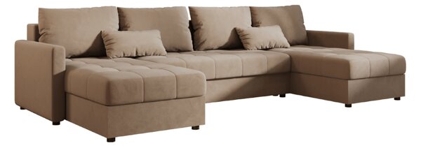 AKCIJA Raztegljiva sedežna garnitura v obliki U VENORIA 285x146 cm, bež + 2 blazini GRATIS II. kakovost