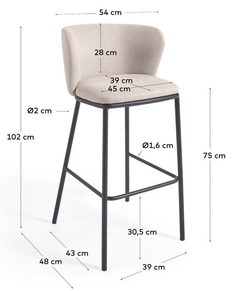 Bež barski stol 102 cm Ciselia - Kave Home