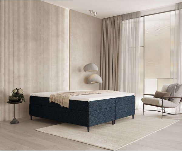 Temno modra boxspring postelja s prostorom za shranjevanje 140x200 cm Araya – Maison de Rêve