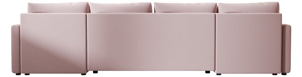 AKCIJA Raztegljiva sedežna garnitura v obliki črke U VENORIA 285x146 cm, puder roza + 2 blazinici BREZPLAČNO II. kakovost