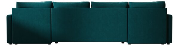 Petrolej raztegljiva sedežna garnitura v obliki U VENORIA, 285x146 cm + 2 blazini GRATIS