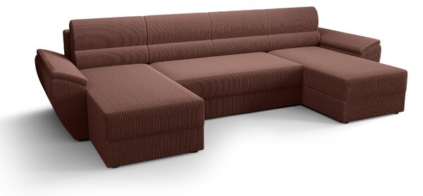 Temno roza raztegljiva sedežna garnitura v obliki U TAVERO, 321x140 cm