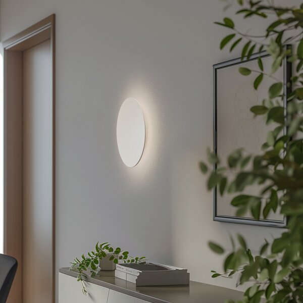 Argon LED stenska svetilka Orios Plus, peščena, kovina, Ø 30 cm, Bež, Dnevna soba / jedilnica, Kovina, Sodobni
