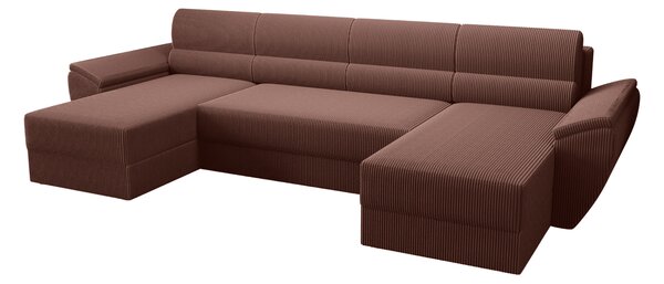Temno roza raztegljiva sedežna garnitura v obliki U TAVERO, 321x140 cm