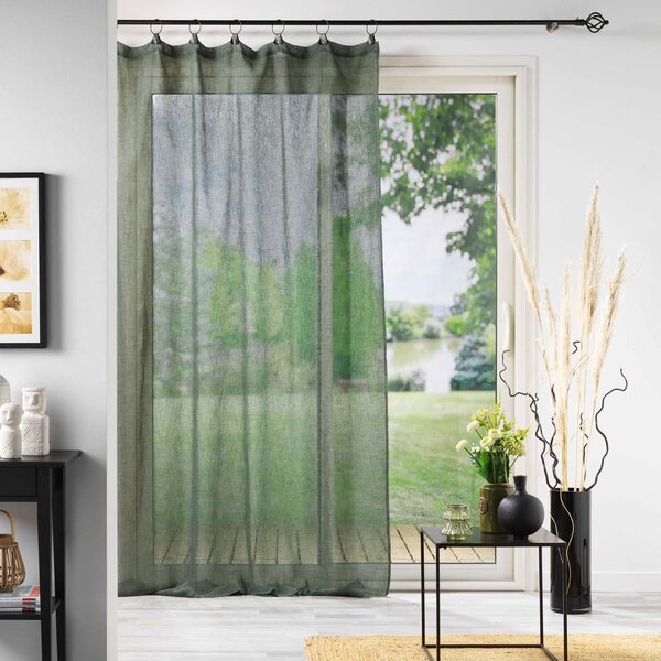 Kaki zelena prosojna zavesa iz tančice 140x240 cm Linka – douceur d'intérieur