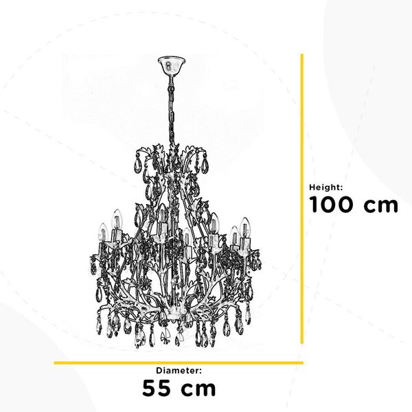 KRISTALNA VISEČA SVETILKA 55/100 cm E14