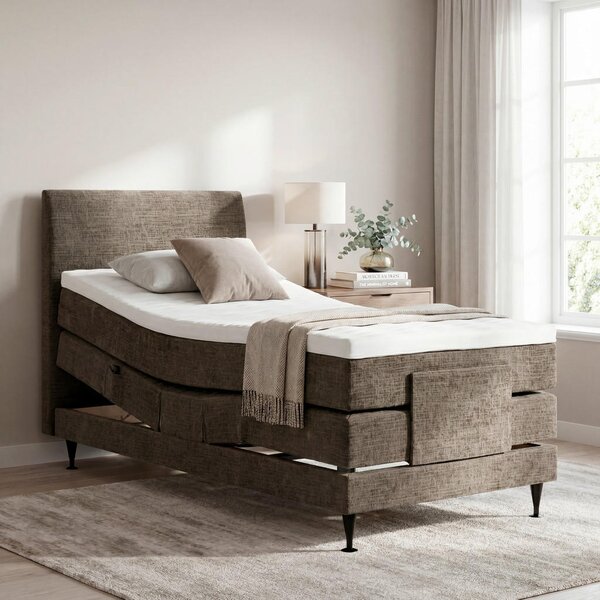 BOXSPRING POSTELJA 120 cm x 200 cm , tekstil rjava