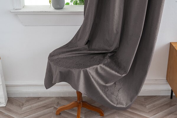 Zatemnitvena zavesa DUNES VELVET 140x250 cm, temno siva Za obesiti: Kovinski obročki