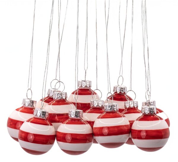 Stekleni ročno izdelani božični okraski v kompletu 12 ks ø 3 cm Bauble Stripe – Sass & Belle