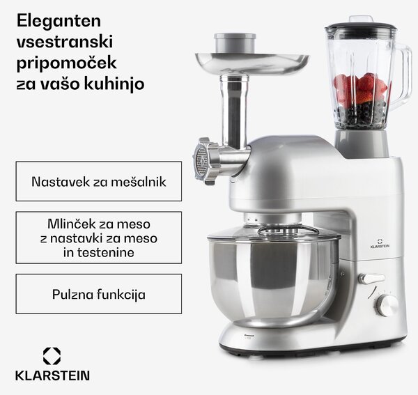 Klarstein Lucia kuhinjski robot 3-v-1, 1800 W / 2.7 PS 5 litrov nerjaveče jeklo, brez BPA