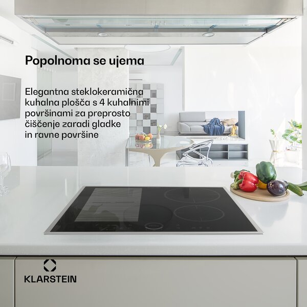 Klarstein Delicatessa 60 Hybrid Prime, kuhalna plošča, indukcija, 4 cone, 7000 W, črna