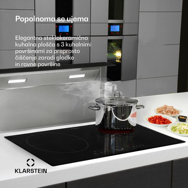 Klarstein Delicatessa 80, vgradna kuhalna plošča, indukcijska, 3 cone, 7400 W, steklokeramična