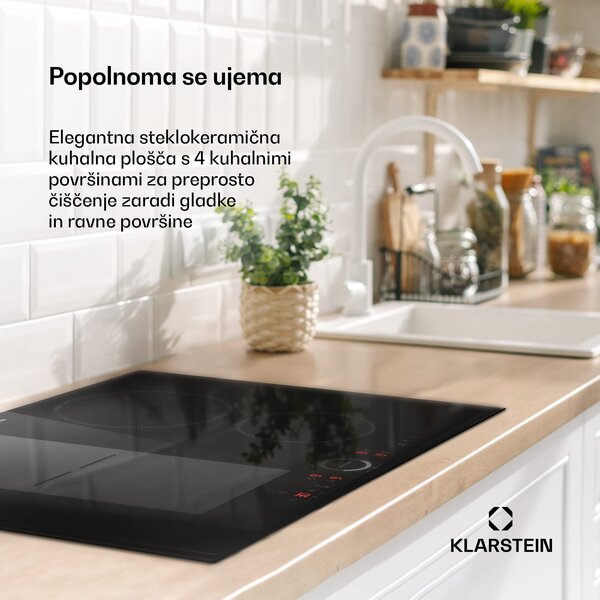 Klarstein Delicatessa 70 Hybrid, vgradna indukcijska plošča, 4 cone, 7000 W, steklokeramika