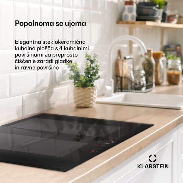 Klarstein Delicatessa 70 Flex, vgradna indukcijska plošča, 4 cone, 7000 W, steklokeramika