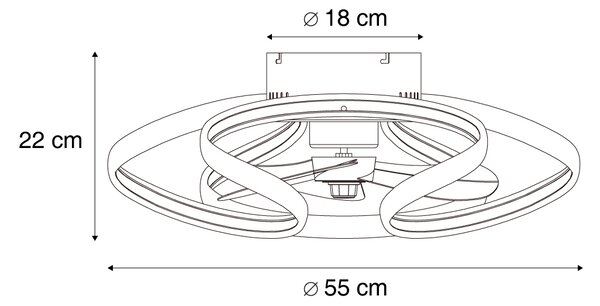 Stropni ventilator medenina 55cm vklj. LED zatemnitev z daljinskim upravljalnikom - Mandy