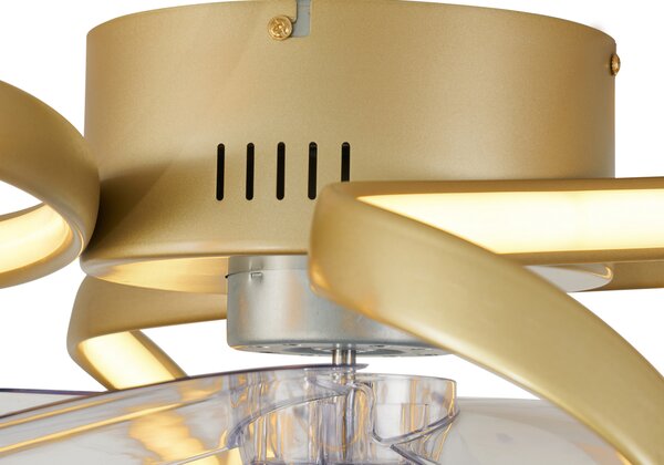 Stropni ventilator medenina 55cm vklj. LED zatemnitev z daljinskim upravljalnikom - Mandy