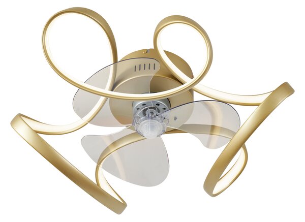 Stropni ventilator medenina 55cm vklj. LED zatemnitev z daljinskim upravljalnikom - Mandy