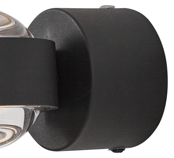 Dizajnerska stenska svetilka črna vklj. LED IP44 - Lens