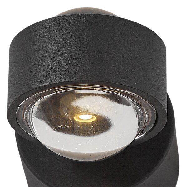 Dizajnerska stenska svetilka črna vklj. LED IP44 - Lens
