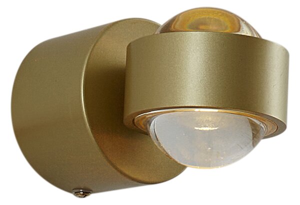 Dizajnerska stenska svetilka medenina vklj. LED IP44 - Lens