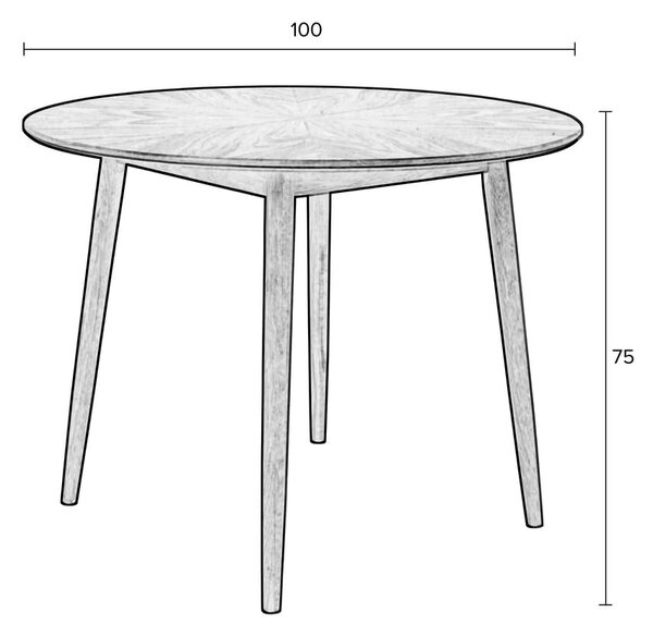 Okrogla jedilna miza z mizno ploščo v hrastovem dekorju ø 100 cm Fabio – White Label