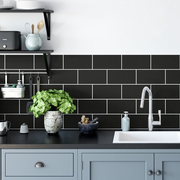 Komplet nalepk za ploščice 30 kosov 20x10 cm Subway Tiles Black - Ambiance