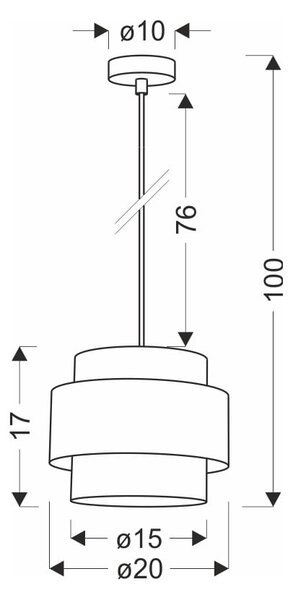 Črna/naravna viseča svetilka s tekstilnim senčnikom ø 20 cm Twin – Candellux Lighting