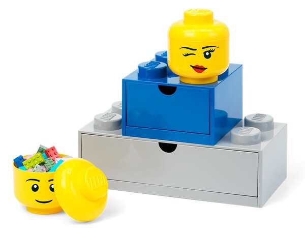 Rumena škatla za shranjevanje v obliki glave LEGO® Boy, 10,5 x 10,6 x 12 cm