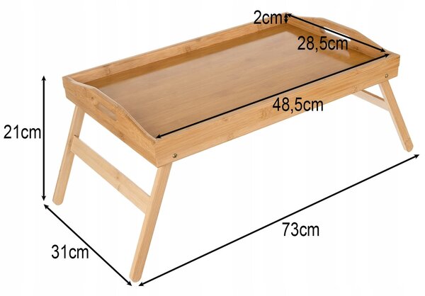 Zložljiva miza za zajtrk iz bambusa 50x30cm