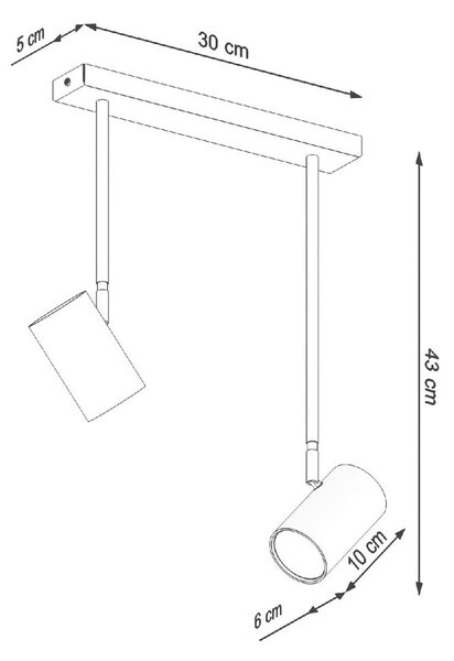 Črna stropna svetilka 30x10 cm Jones - Nice Lamps