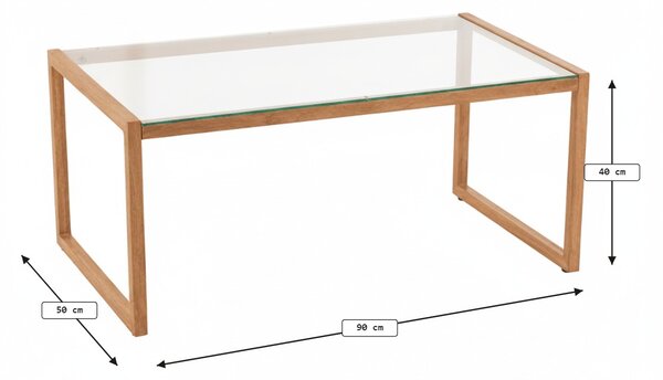 Konferenčna miza NATURELE s stekleno ploščo 90x50 cm, temno rjava