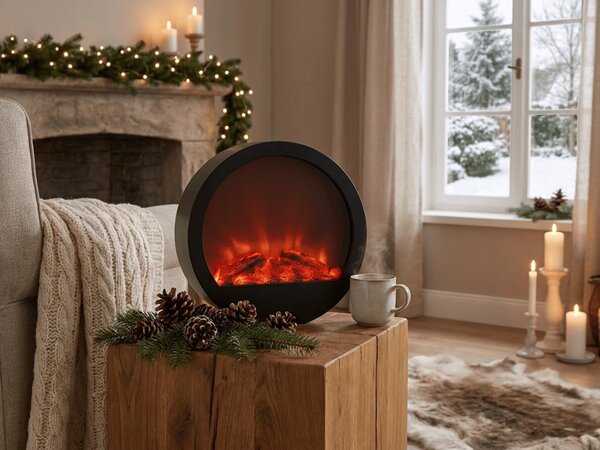 LED dekoracija okroglo kurišče COZY WARM 35x34,5 cm, črno