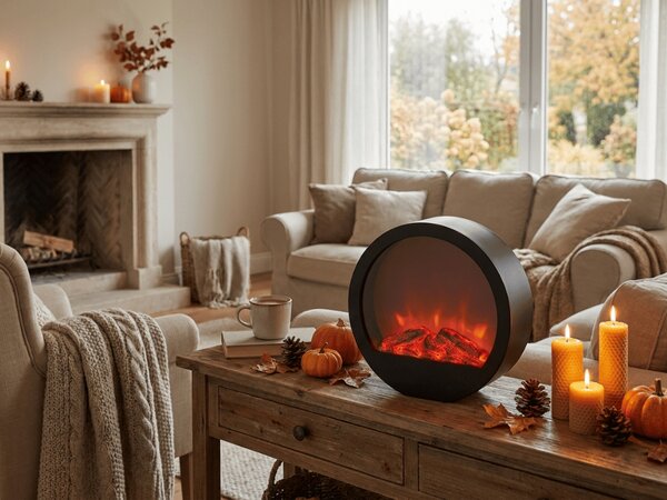 LED dekoracija okroglo kurišče COZY WARM 35x34,5 cm, črno