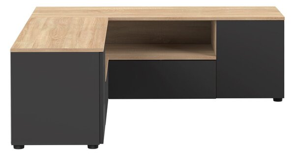 Črna/naravna TV omarica v hrastovem dekorju 130x46 cm Angle – TemaHome