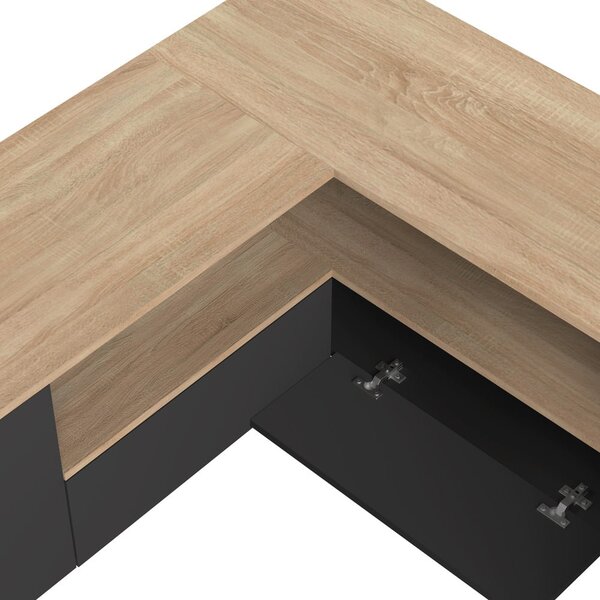Črna/naravna TV omarica v hrastovem dekorju 130x46 cm Angle – TemaHome