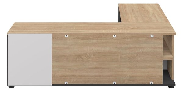 Črna/naravna TV omarica v hrastovem dekorju 130x46 cm Angle – TemaHome