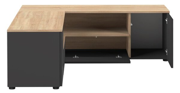 Črna/naravna TV omarica v hrastovem dekorju 130x46 cm Angle – TemaHome
